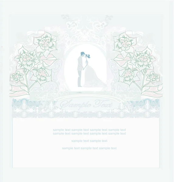 Elegant wedding invitation with wedding couple — Stock Vector