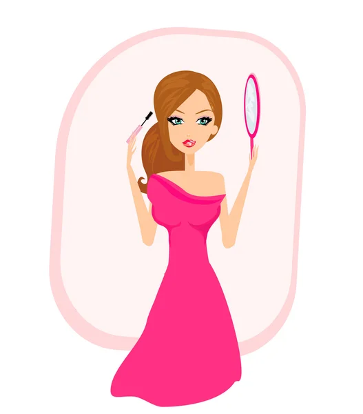 Make up girl with mirror — Stock Vector