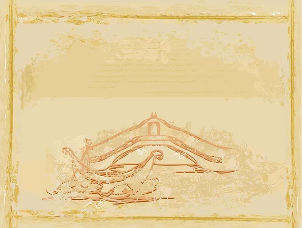 Gondole vénitienne illustration vectorielle de carte de style rétro — Image vectorielle
