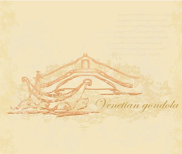 Góndola veneciana estilo retro tarjeta vector ilustración — Archivo Imágenes Vectoriales