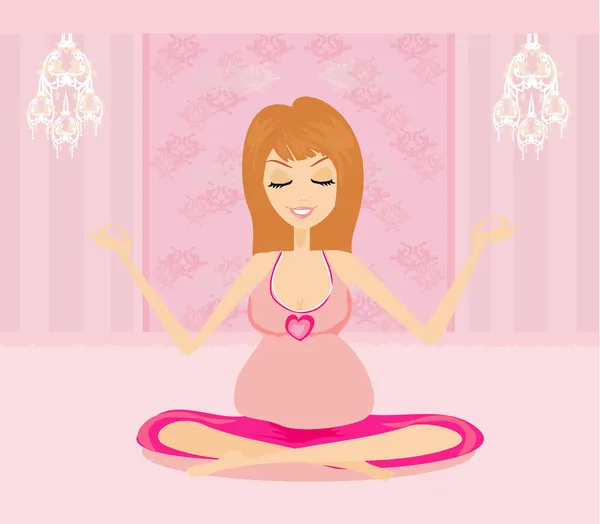 Yoga pour femme enceinte — Image vectorielle