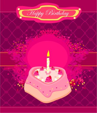 Happy Birthday with birthday cake Card clipart