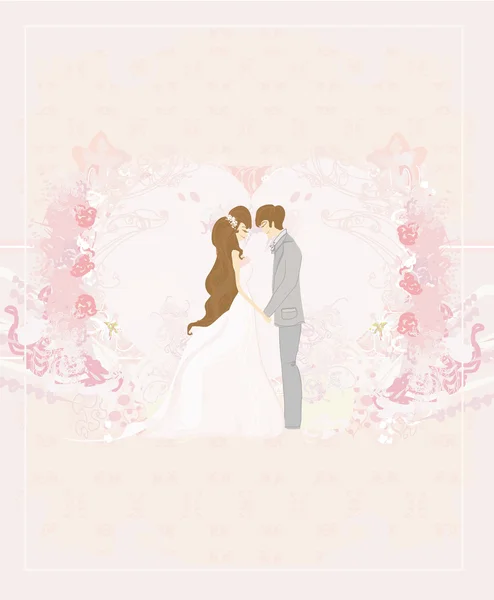 Elegantní svatební pozvánka se svatebním párem — Stockový vektor