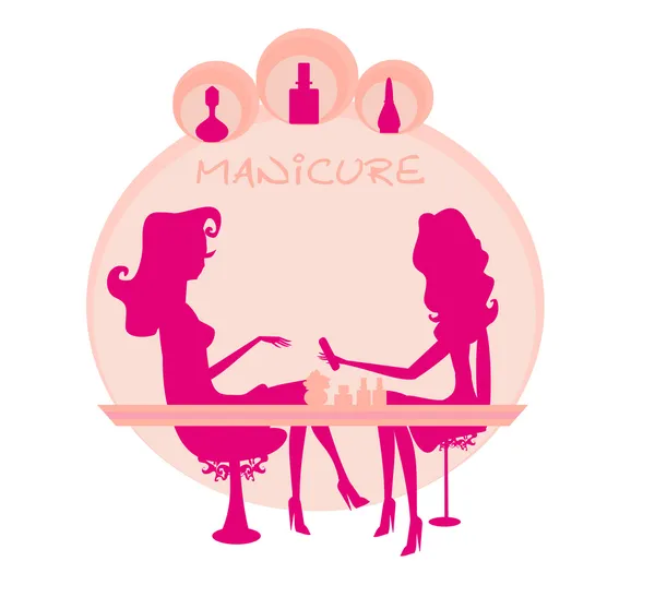 Young lady doing manicure in beauty salon — Stock Vector