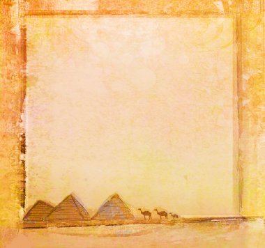 Old paper with pyramids giza , raster clipart