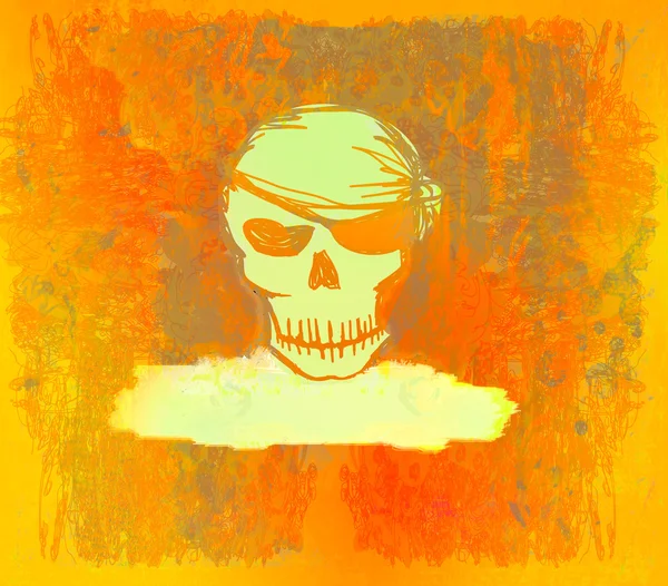 Skull Pirate - tarjeta grunge retro —  Fotos de Stock