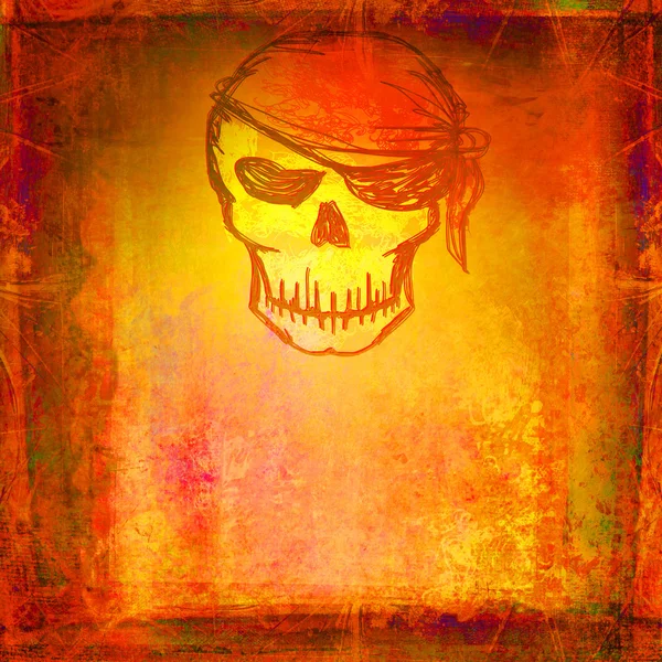 Skull Pirate - cartão grunge retro — Fotografia de Stock