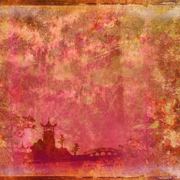 Asyalı Yatay ızgara ile eski kağıt — Stok fotoğraf