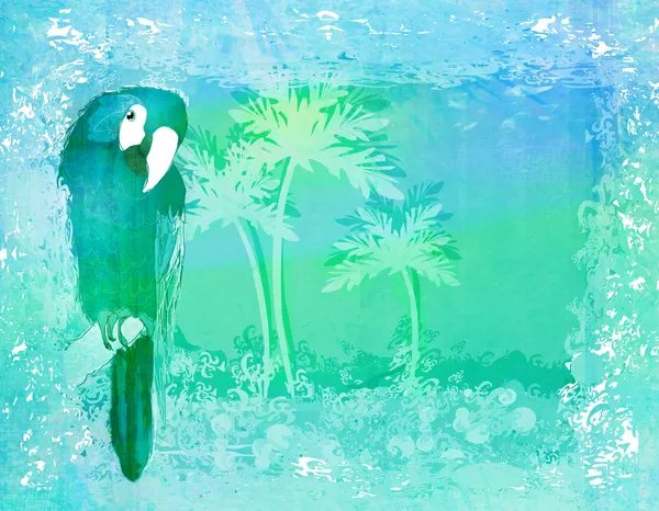 Πολύχρωμα παπαγάλος πουλί κάθεται στο η πέρκα, raster — Φωτογραφία Αρχείου