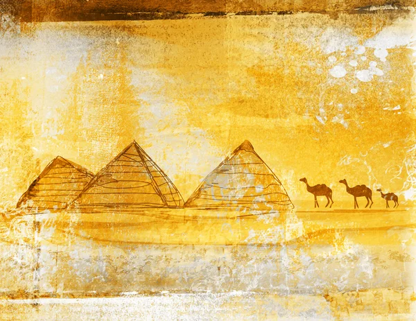 Old paper with pyramids giza , raster — Stock Photo, Image