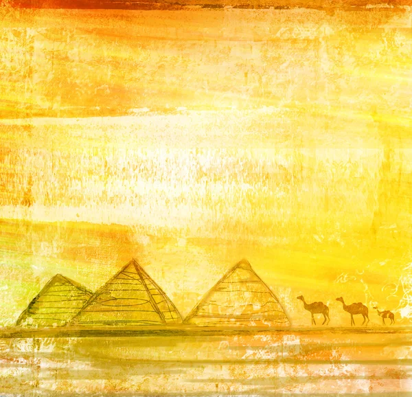 Old paper with pyramids giza , raster — Stock Photo, Image