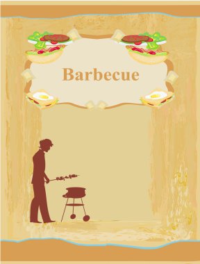 Man cooking on his barbecue - Invitation vector
