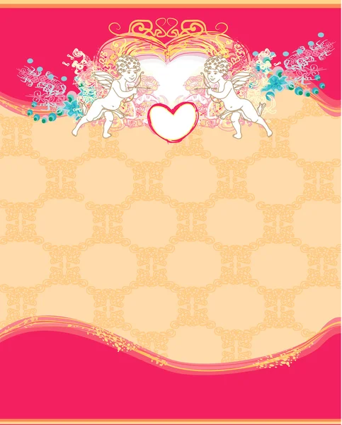 Happy valentines day card with cupid — Stock Vector