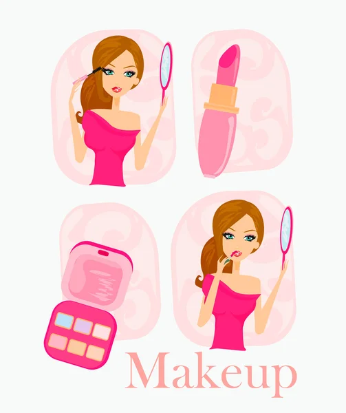 Make-up girl set — Stock Vector
