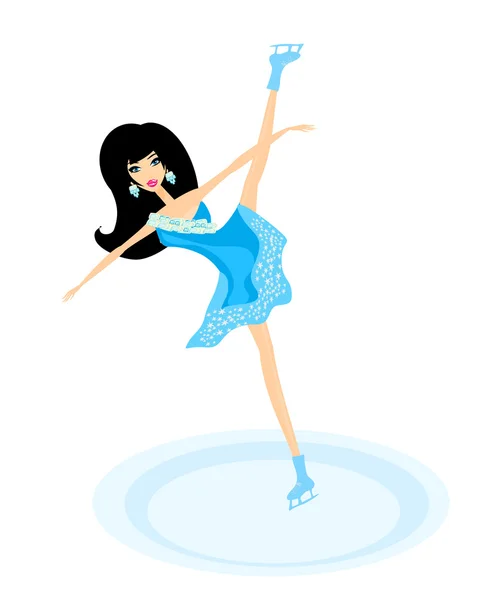 Beautiful ice skater dancing on ice — Stock Vector