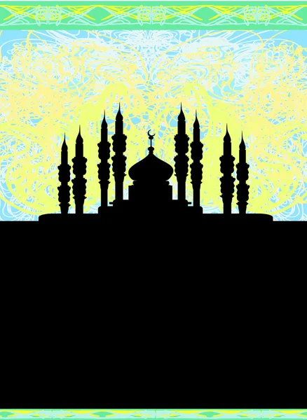 Ramadán háttér - mecset sziluett vektor kártya — Stock Vector