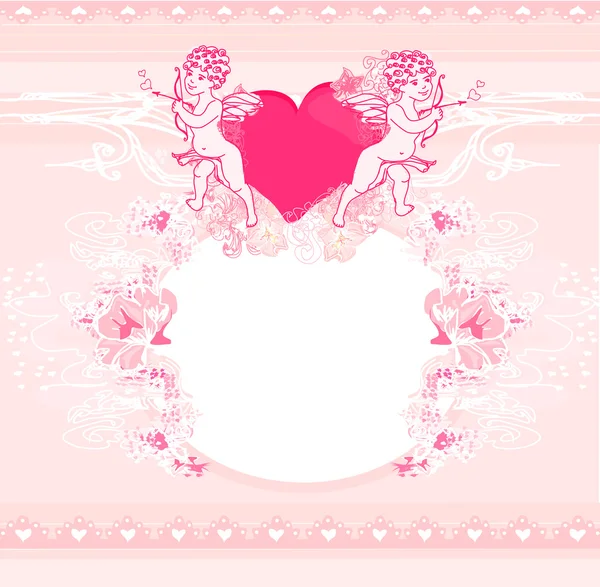 Gelukkige Valentijnskaart met cupido — Stockvector