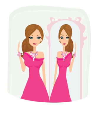 Girl and jewellerys clipart