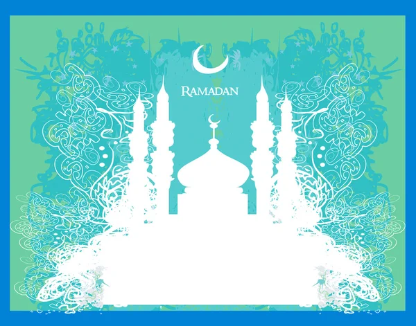 Ραμαζάνι φόντο - τζαμί σιλουέτα διάνυσμα κάρτα — Διανυσματικό Αρχείο