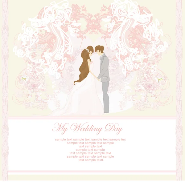 Elegant wedding invitation with weddng couple — Stock Vector