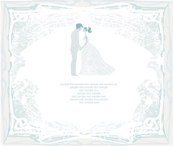 Elegante invitación de boda con pareja de matrimonio — Archivo Imágenes Vectoriales