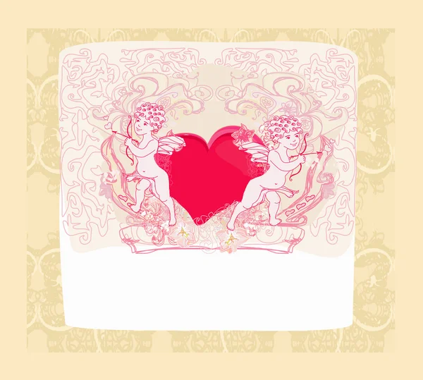 Glad Alla hjärtans dag kort med cupid — Stock vektor