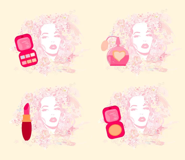 Make-up girl - set d'affiches — Image vectorielle