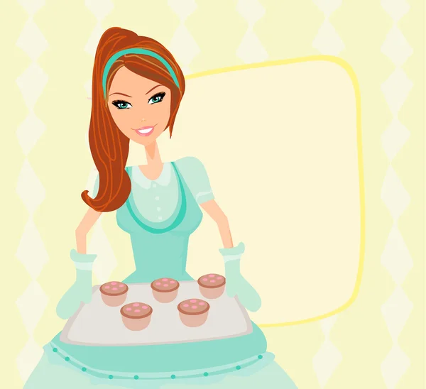Hausfrau serviert Kekse — Stockvektor