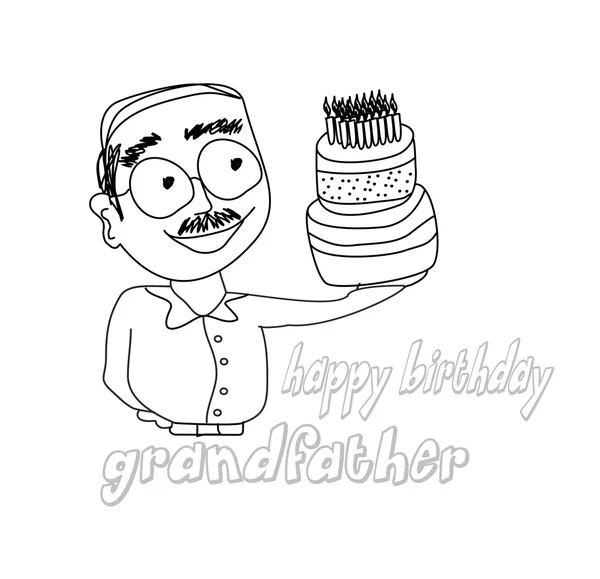 Tort urodzinowy trzymać dziadka — Wektor stockowy