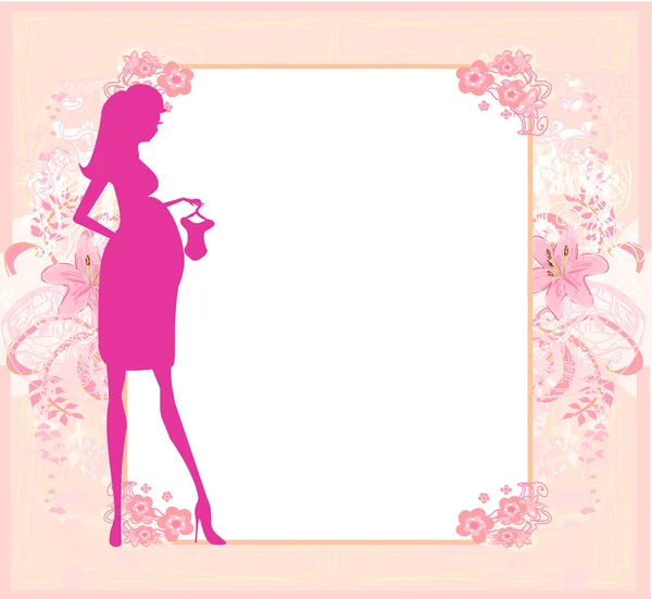 Schöne schwangere Frau beim Einkaufen für ihr neues Baby- abstrakt — Stockvektor