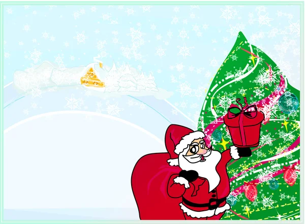 Šťastný Nový rok karta s Santa a zimní krajiny — Stockový vektor