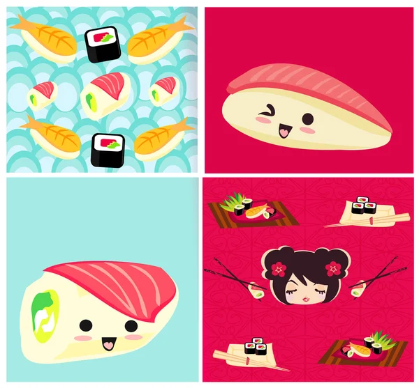 Vector pattern with sushi — Stock Vector