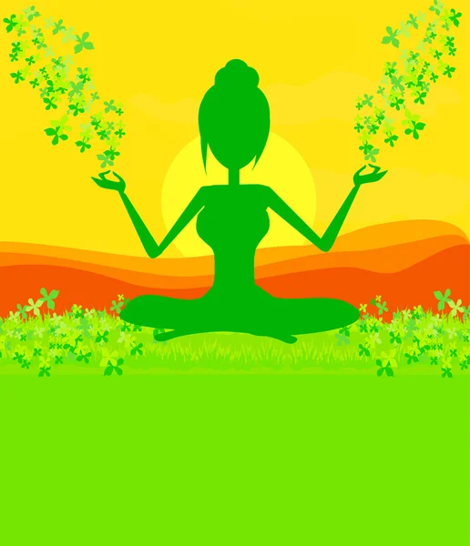 Woman in a traditional yoga pose vector illustration — Stock Vector