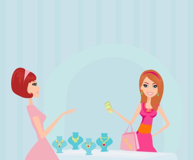 Girl and jewellerys clipart