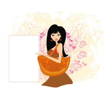 Fashion girl Shopping illustration clipart