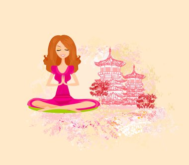 Yoga girl in lotus position clipart