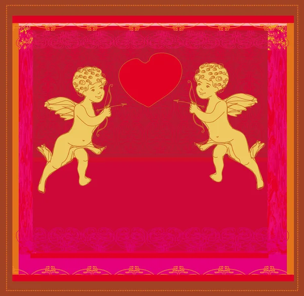 Tarjeta feliz día de San Valentín con Cupido — Archivo Imágenes Vectoriales