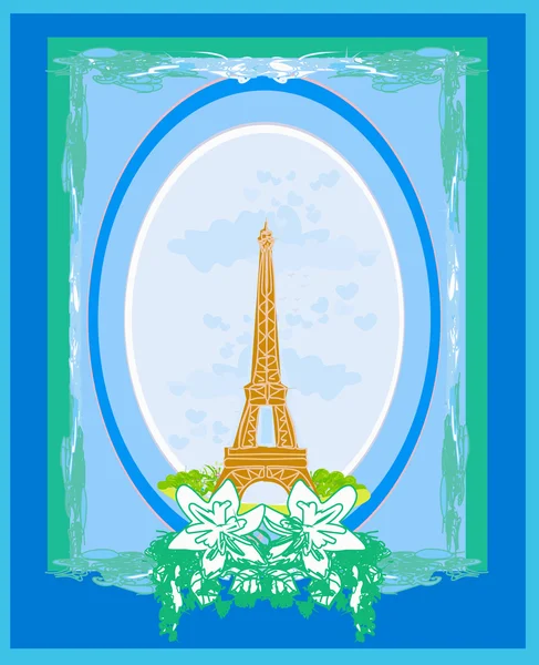 Kartu retro Eiffel vintage - Stok Vektor