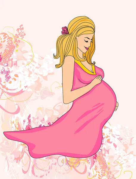 Mooi zwangere meisje — Stockvector