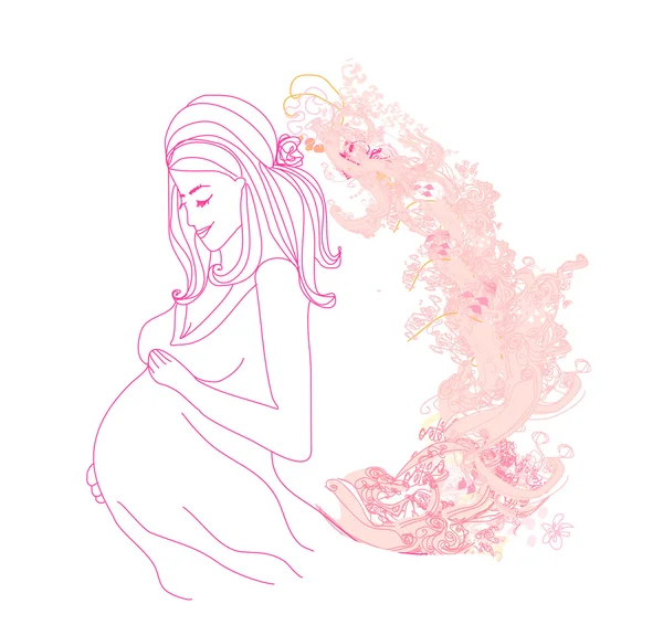 Menina grávida bonita — Vetor de Stock