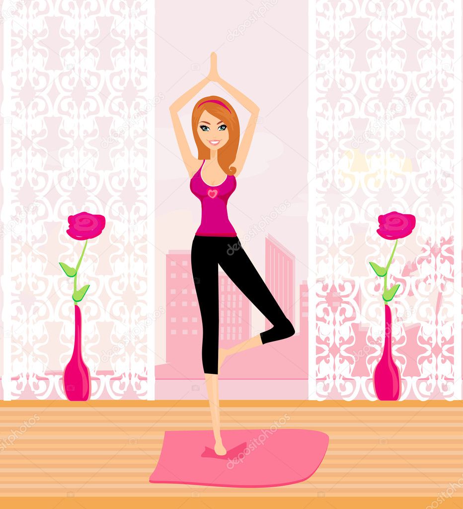 Woman in a traditional yoga pose vector illustration