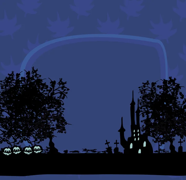 Grungy Halloween achtergrond met spookhuis — Stockvector