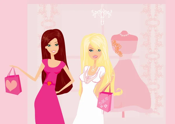 Mode filles Shopping illustration — Image vectorielle