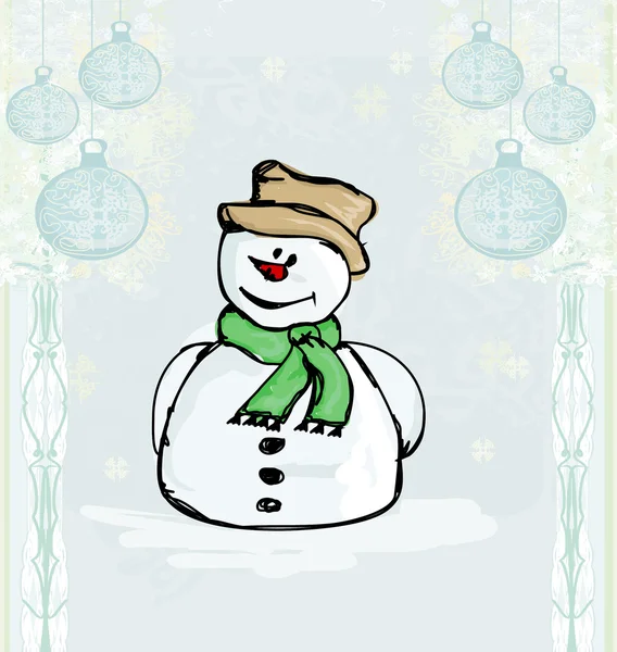 Glückliche Schneemannkarte — Stockvektor