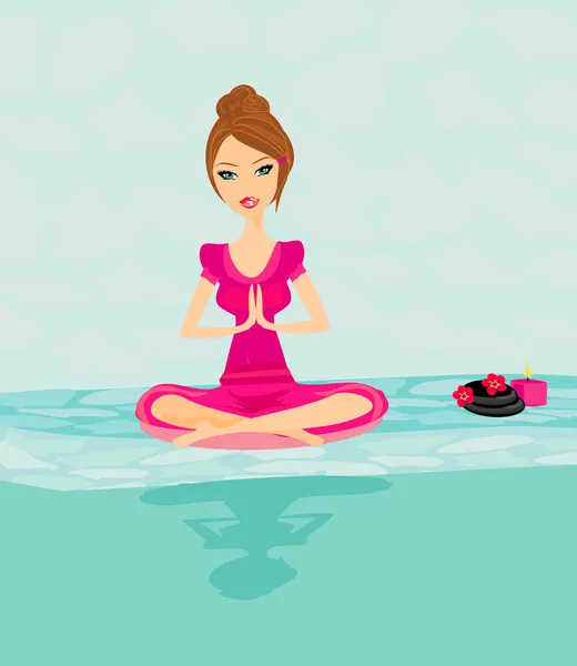 Yoga meisje in lotuspositie — Stockvector