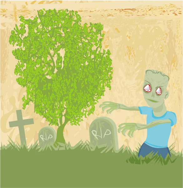 Zombie coming out of his grave — Stock Vector