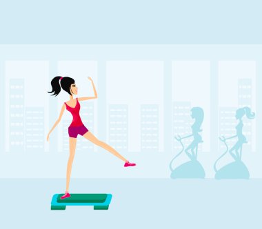 Exercise on aerobic step clipart