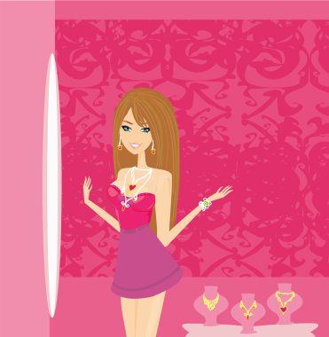 Girl and jewellerys clipart