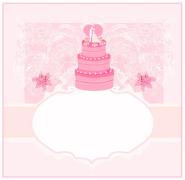 Design de cartão de bolo de casamento — Vetor de Stock