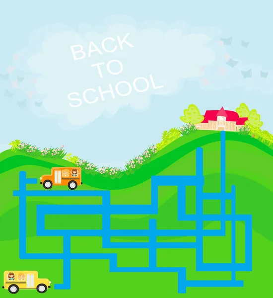 Back to school - maze — Stock Vector